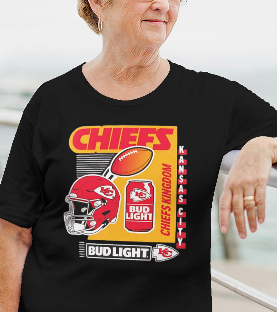 Kansas City Chiefs Bud Light Chiefs Kingdom Helmet Football Can T-Shirt