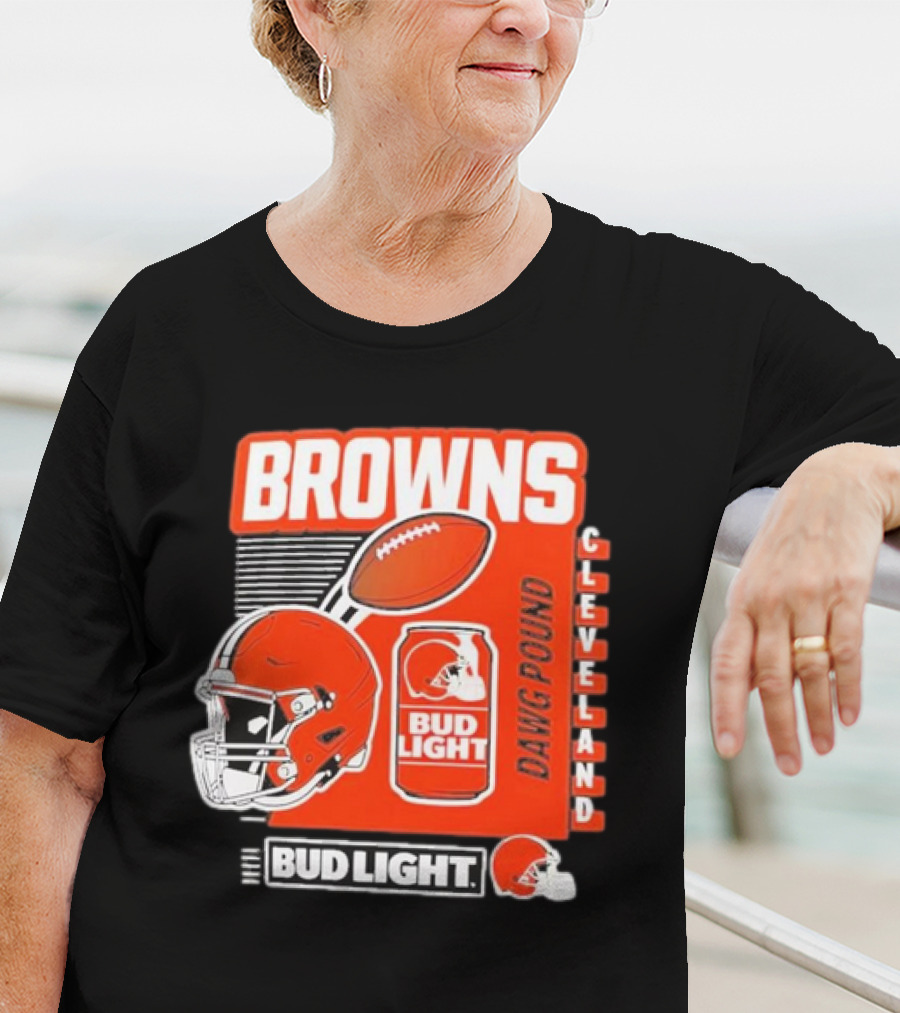 Browns Cleveland Bud Light Dawg Pound Football Helmet T-Shirt
