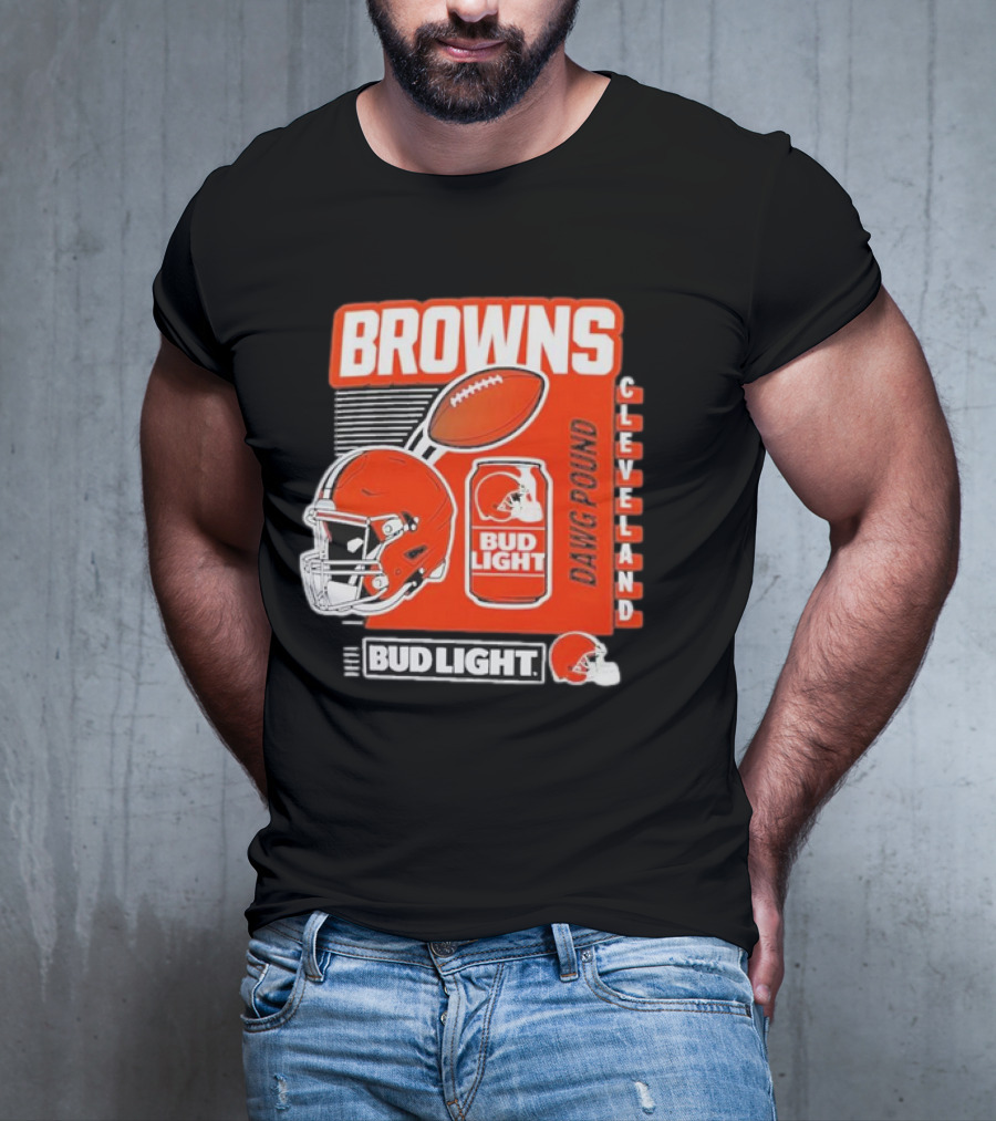 Browns Cleveland Bud Light Dawg Pound Football Helmet T-Shirt