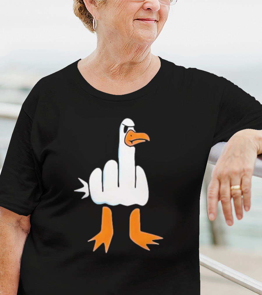 Duck Flipping The Bird Middle Finger Gesture T-Shirt