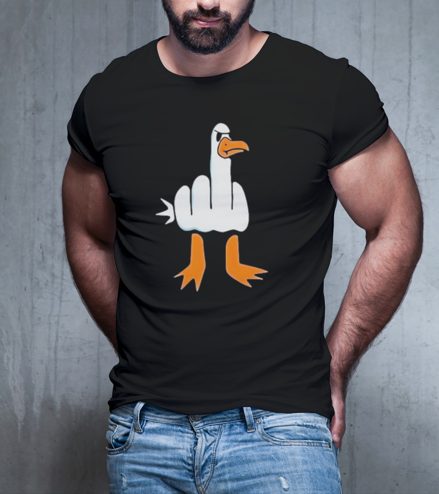 Duck Flipping The Bird Middle Finger Gesture T-Shirt