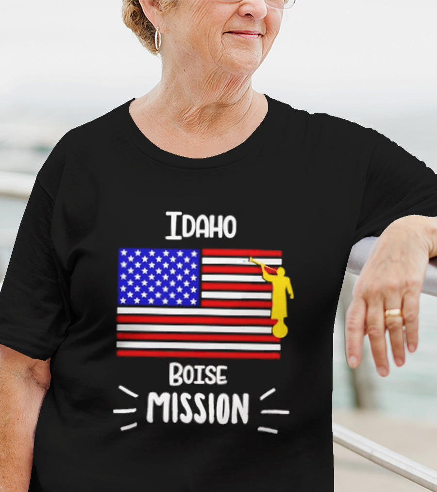 Idaho Boise Mission US Flag With Angel Moroni T-Shirt