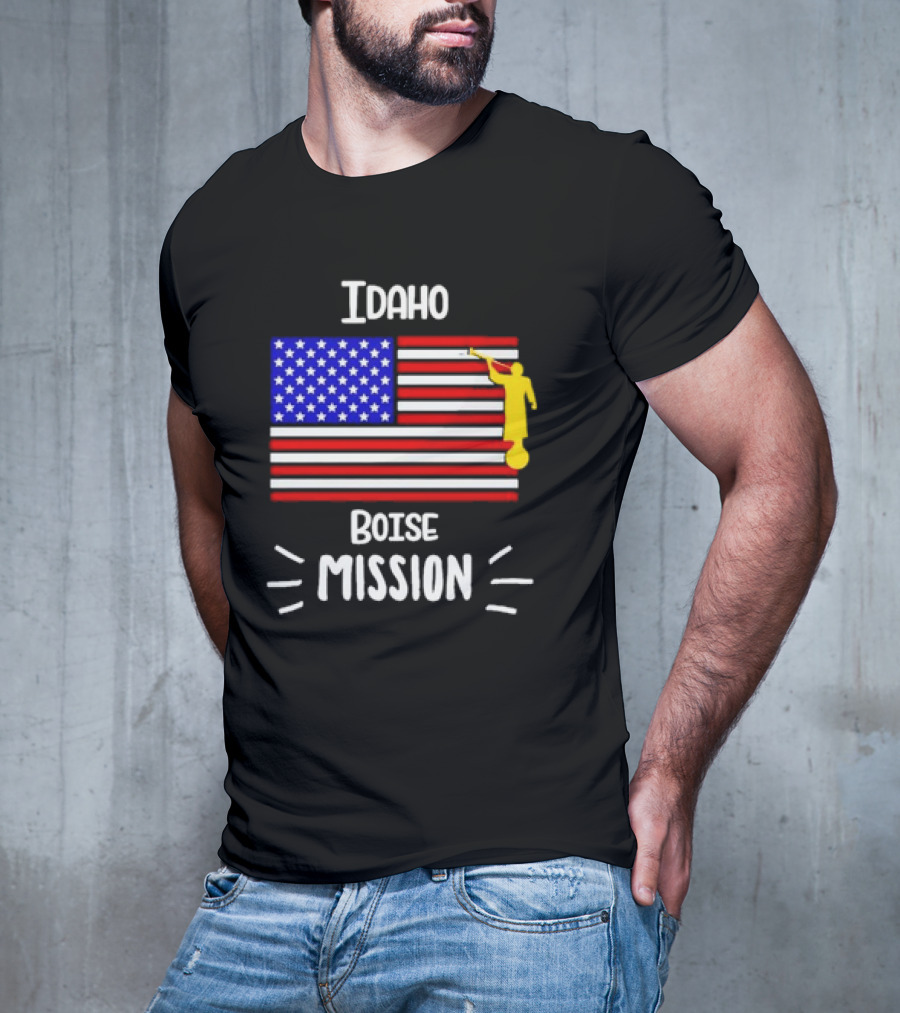 Idaho Boise Mission US Flag With Angel Moroni T-Shirt