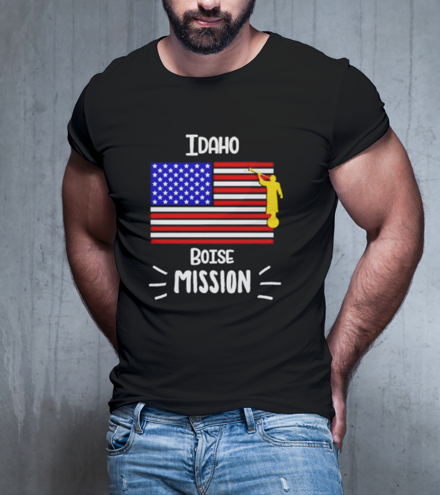 Idaho Boise Mission US Flag With Angel Moroni T-Shirt