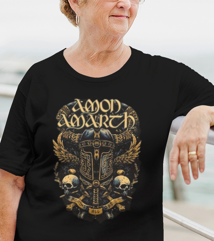 Amon Amarth Against All Odds Viking Helmet And Skull Wing Armor T-Shirt