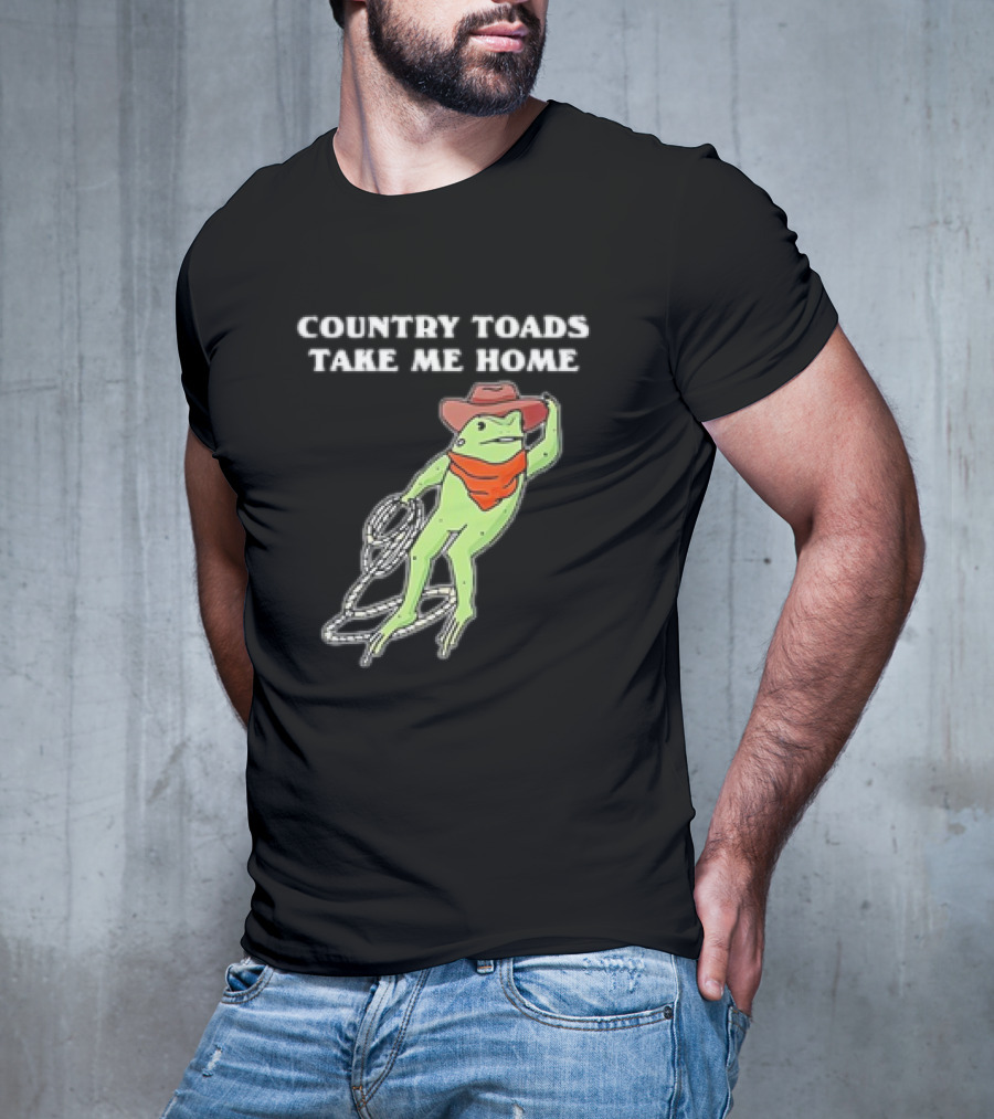 Country Toads Take Me Home Cowboy Frog Funny Western T-Shirt