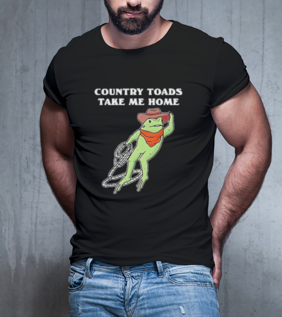 Country Toads Take Me Home Cowboy Frog Funny Western T-Shirt