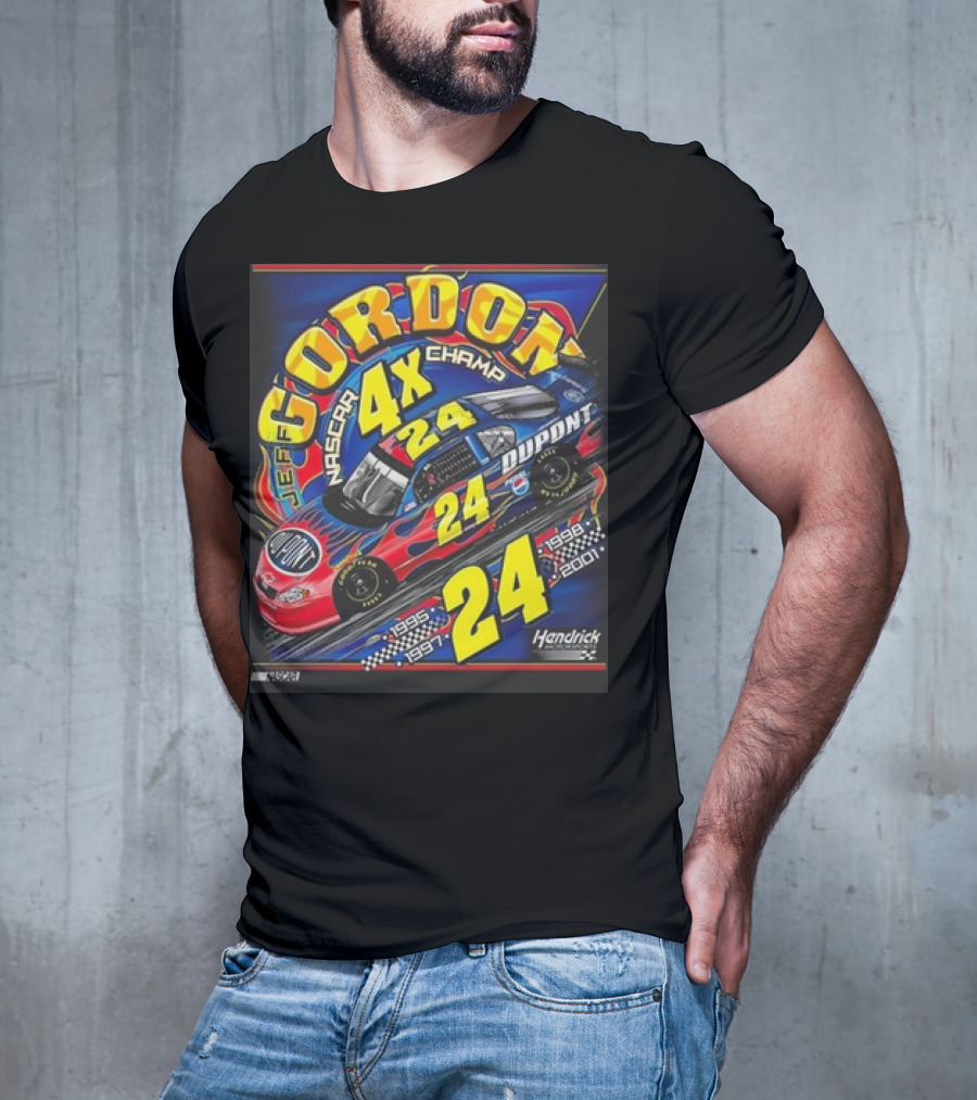 Jeff Gordon #24 Dupont NASCAR 4X Champ 1995-1997-1998-2001 Hendrick Racing T-Shirt