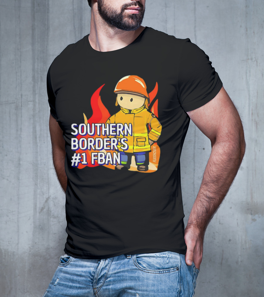 Southern Border's #1 FBAN Firefighter Cartoon Flames T-Shirt