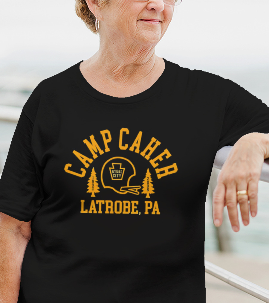 Camp Caher Steel City Football Helmet Trees Latrobe Pa 1992 2006 T-Shirt