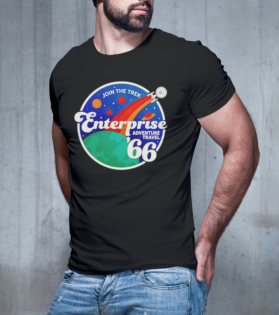 Join The Trek '66 Enterprise Adventure Travel Space Journey T-Shirt