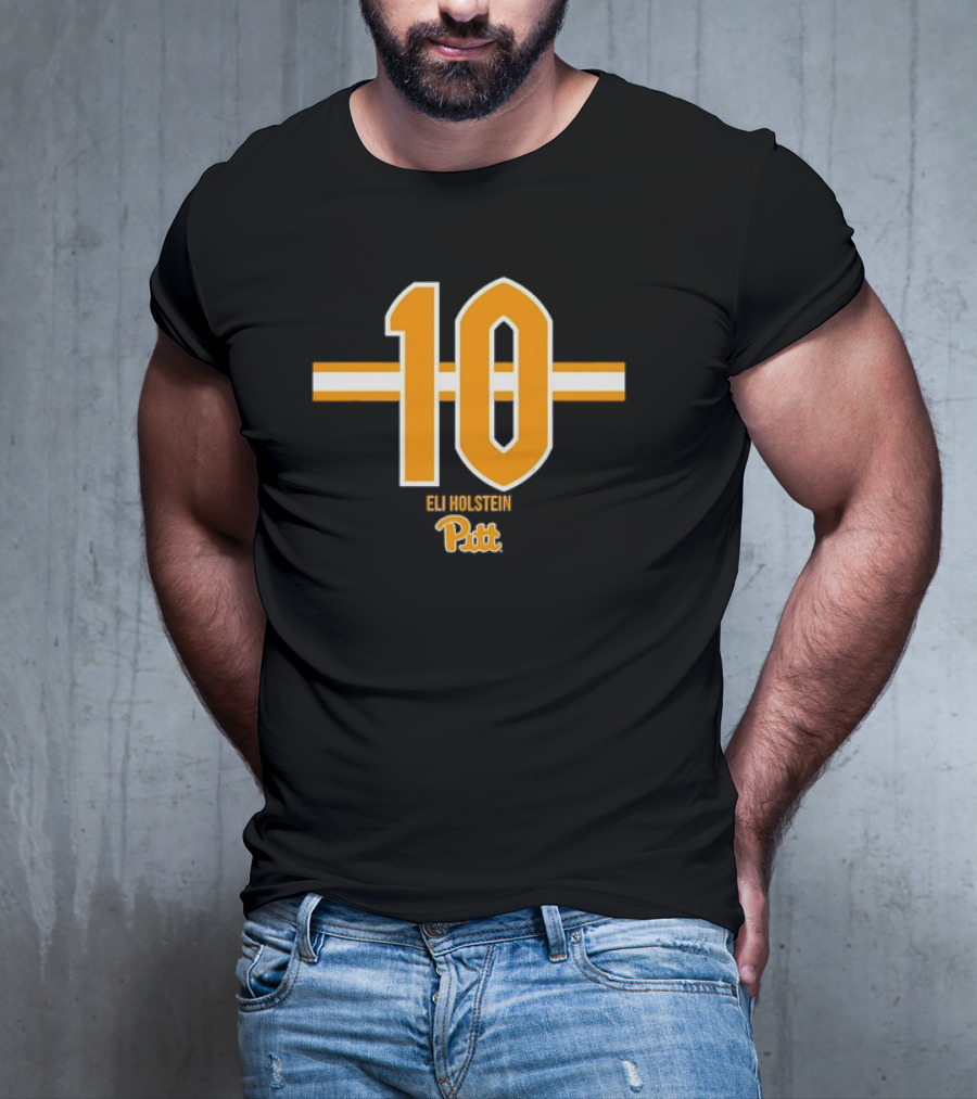 Pitt Football Eli Holstein Number 10 Stripe T-Shirt