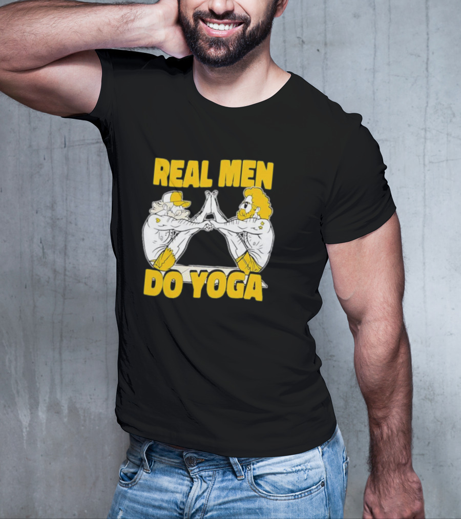 Real Men Do Yoga Cartoon Exercise Training T-Shirt