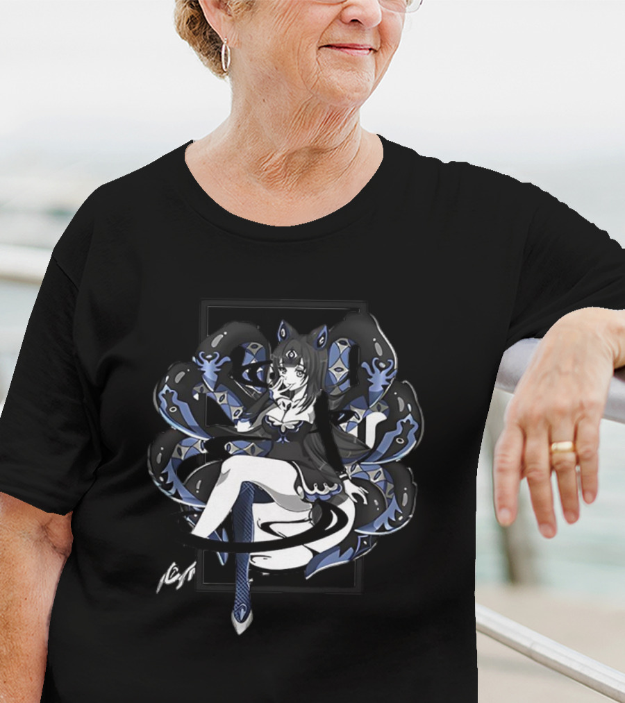 Abelia Release The Kraken Anime Tentacle Girl Monochrome T-Shirt