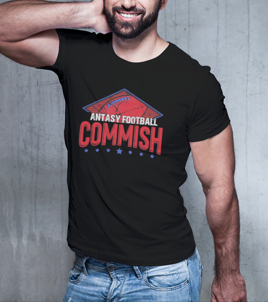 Fantasy Football Commish Vintage Distressed Football Stars T-Shirt