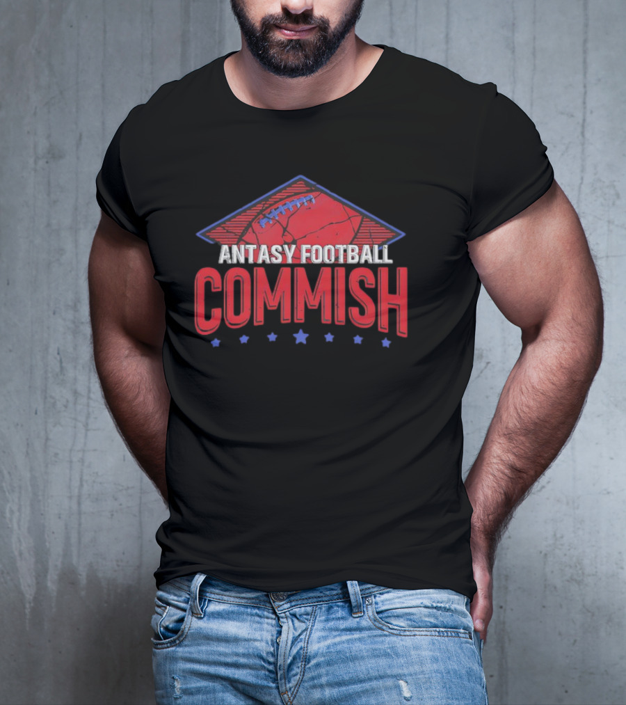Fantasy Football Commish Vintage Distressed Football Stars T-Shirt