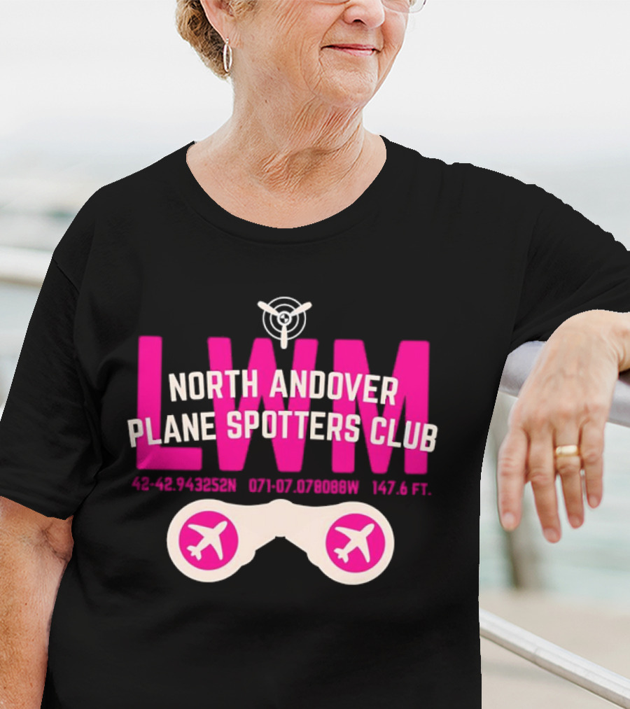North Andover Plane Spotters Club LWM Coordinates Aviation Enthusiast T-Shirt