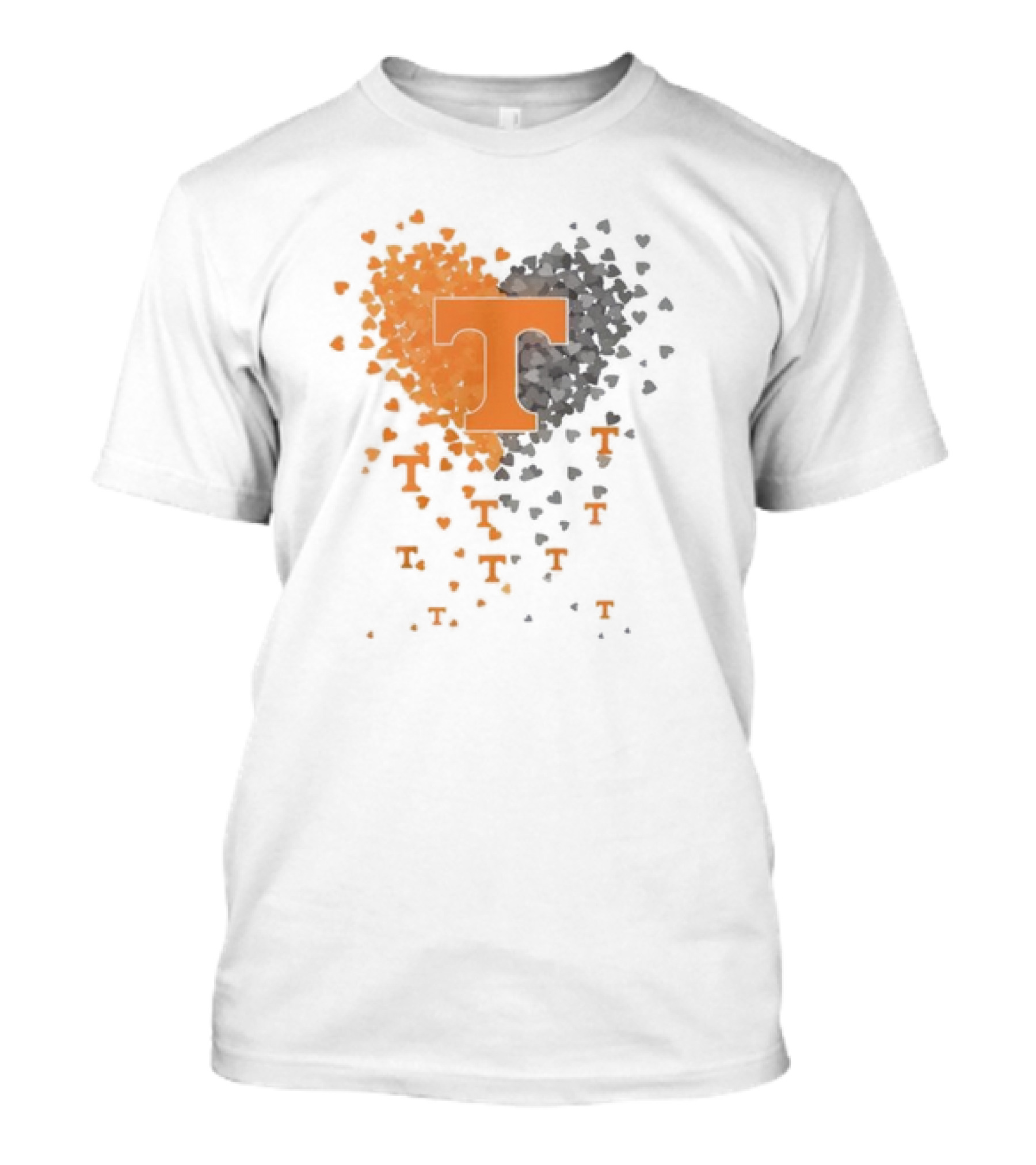 Heart Of Tennessee T With Orange And Gray Hearts T-Shirt