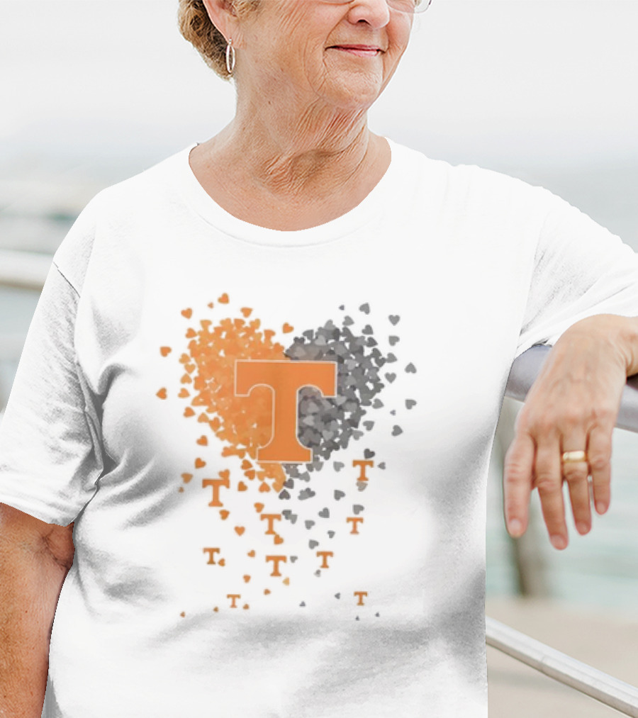 Heart Of Tennessee T With Orange And Gray Hearts T-Shirt
