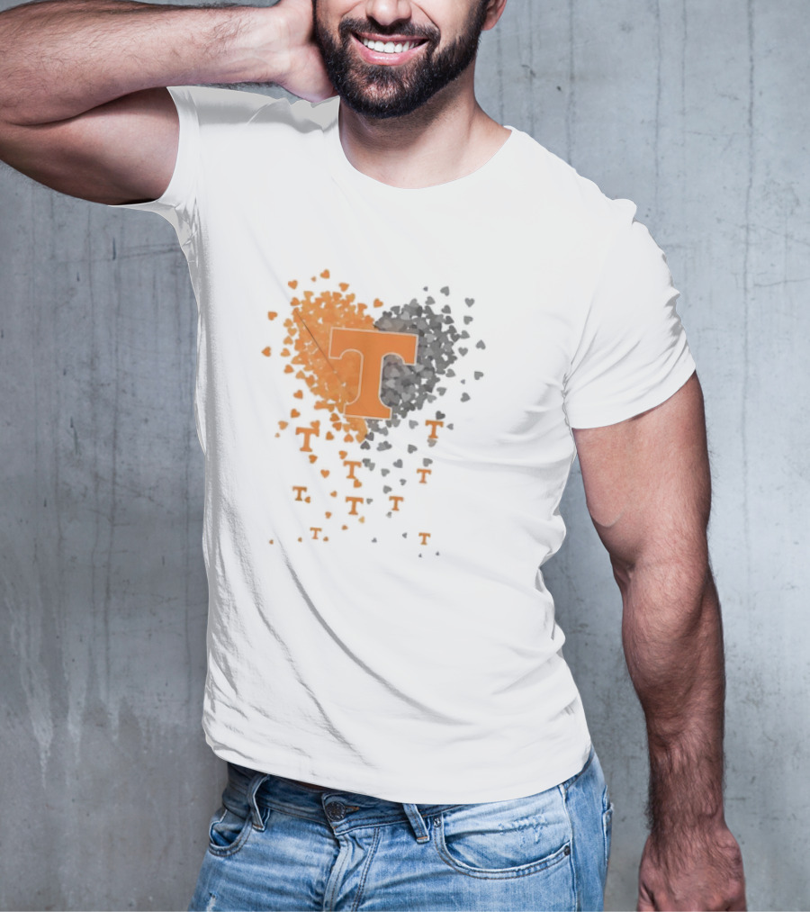 Heart Of Tennessee T With Orange And Gray Hearts T-Shirt