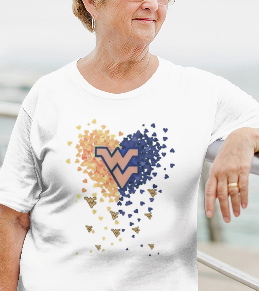 Heart Full Of West Virginia Mountaineers WV Logo And Colorful Hearts T-Shirt