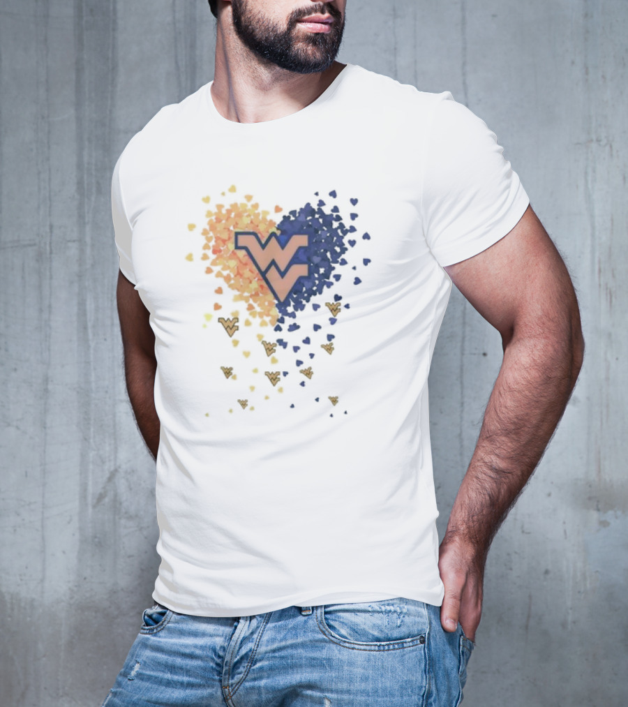 Heart Full Of West Virginia Mountaineers WV Logo And Colorful Hearts T-Shirt