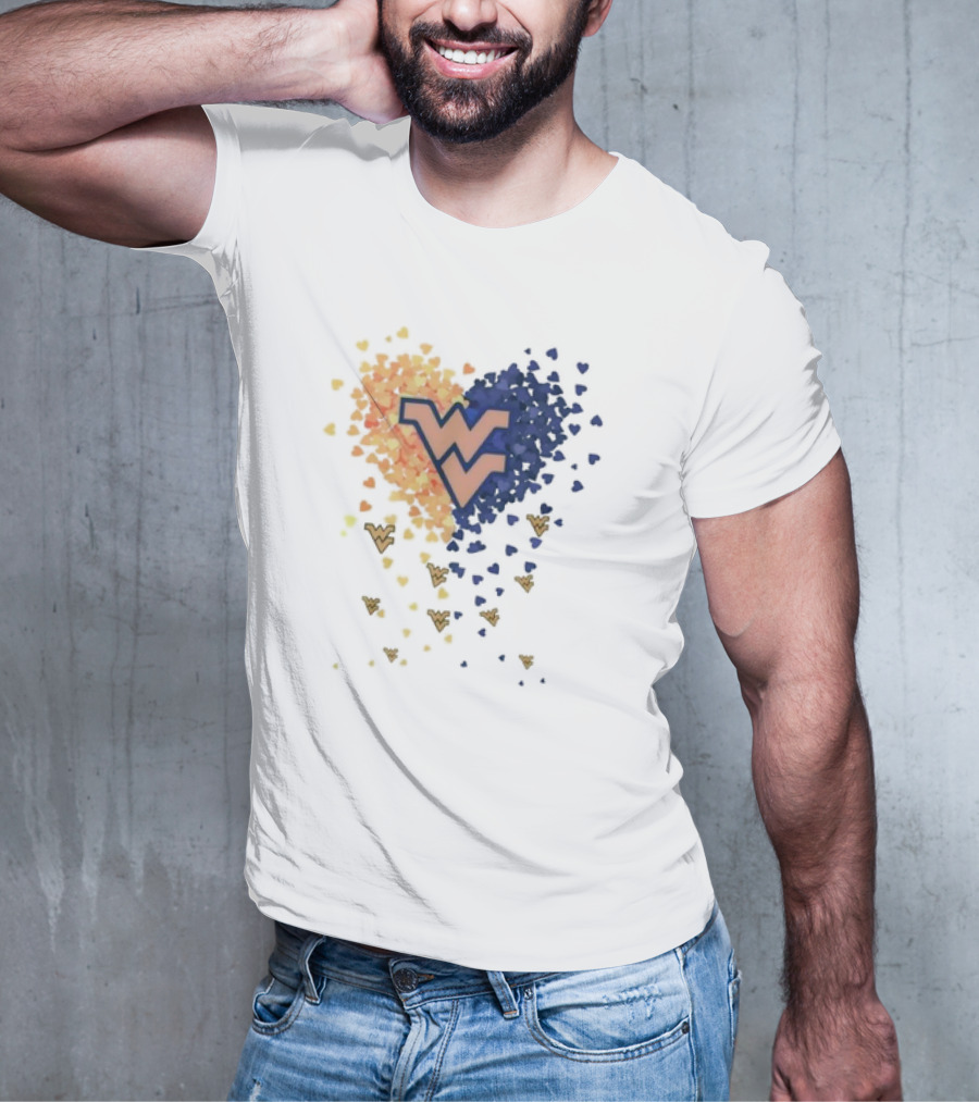 Heart Full Of West Virginia Mountaineers WV Logo And Colorful Hearts T-Shirt