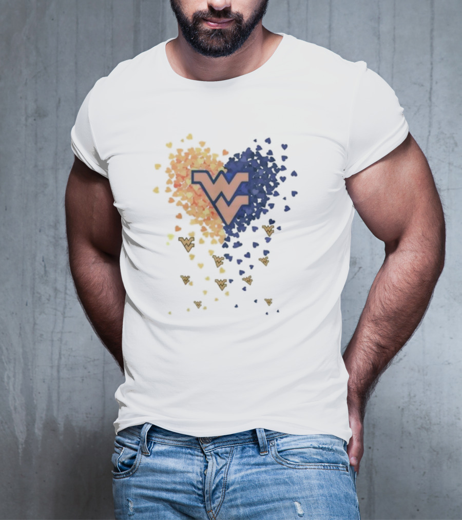 Heart Full Of West Virginia Mountaineers WV Logo And Colorful Hearts T-Shirt
