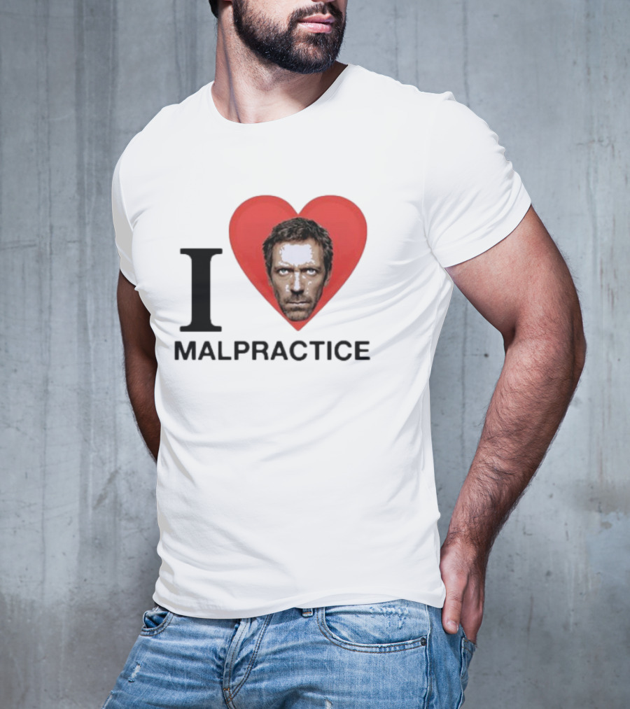 I Love Malpractice House MD Face In Heart T-Shirt