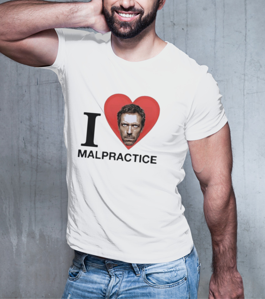 I Love Malpractice House MD Face In Heart T-Shirt