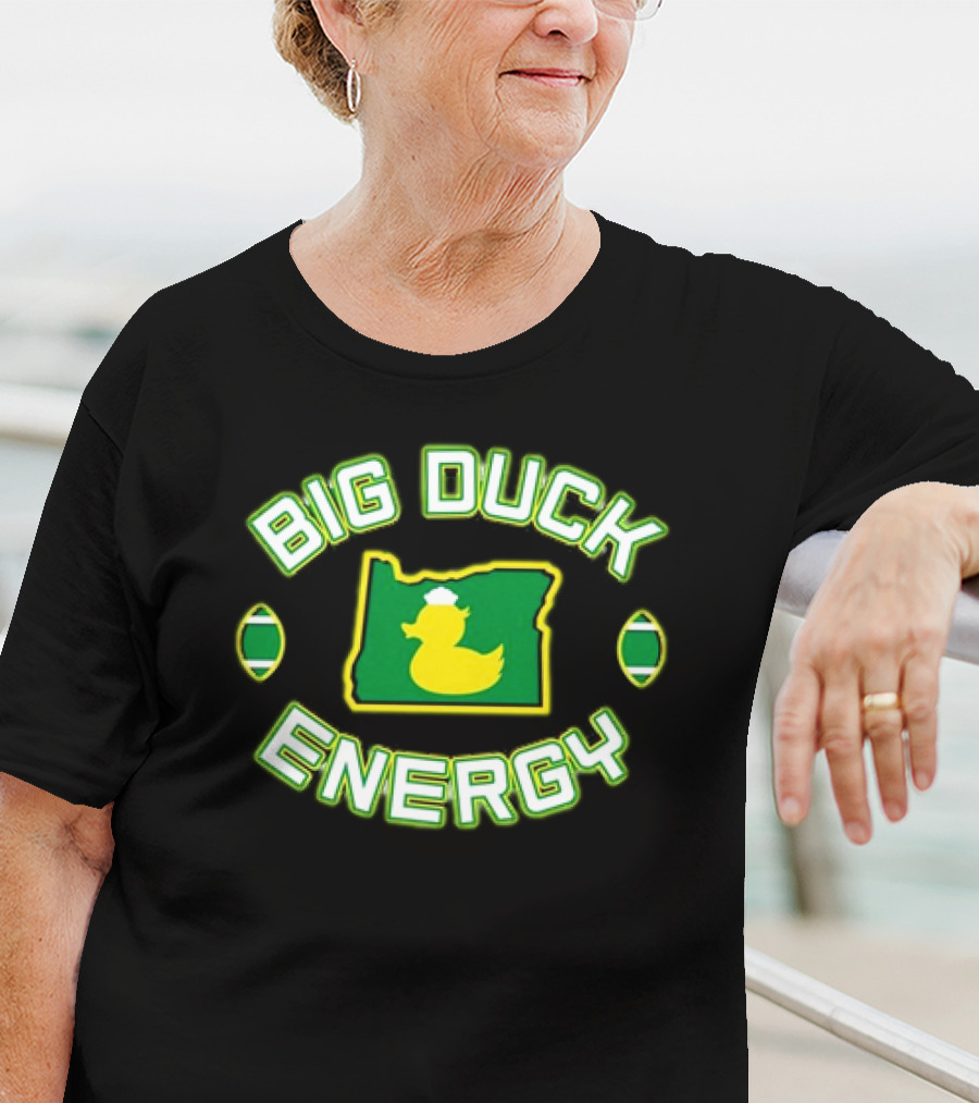 Oregon Ducks Big Duck Energy Football State Map T-Shirt