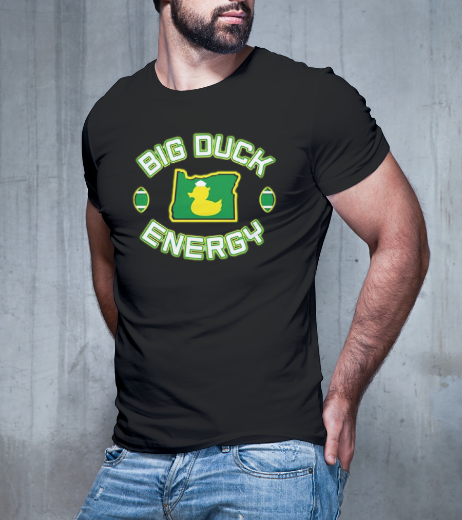 Oregon Ducks Big Duck Energy Football State Map T-Shirt