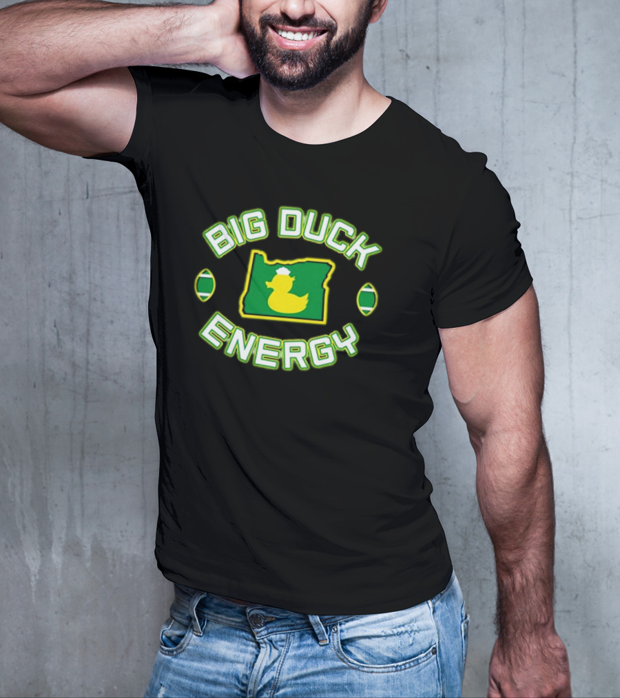Oregon Ducks Big Duck Energy Football State Map T-Shirt