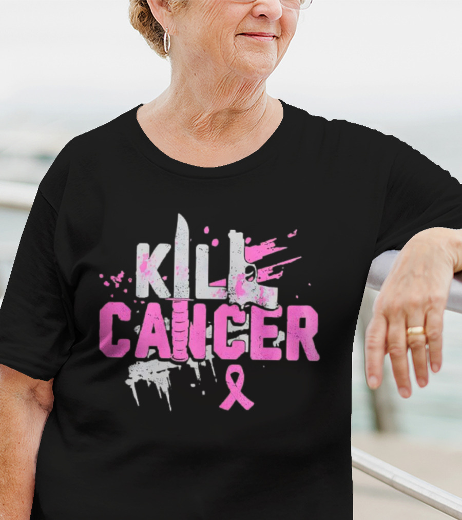 Kill Cancer Pink Ribbon Knife T-Shirt