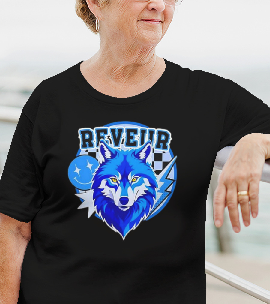 Reveur Blue Wolf Checkered Dreamers Emblem T-Shirt