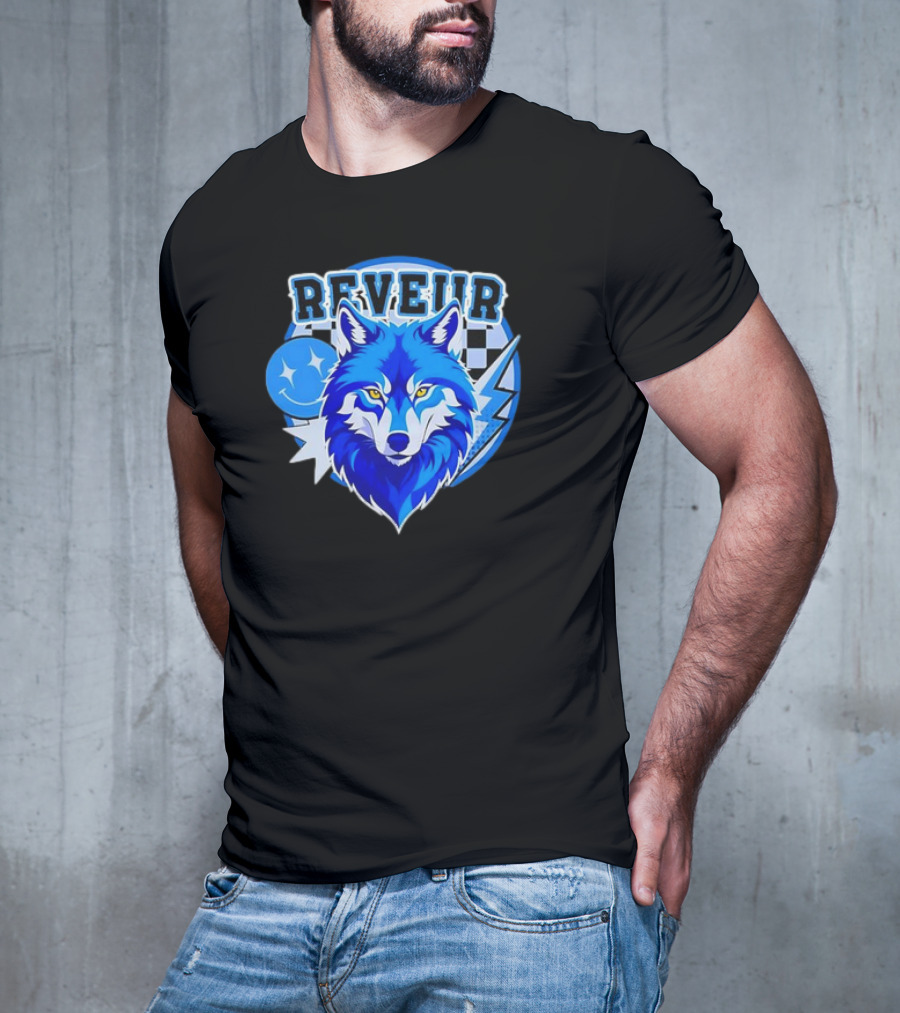 Reveur Blue Wolf Checkered Dreamers Emblem T-Shirt