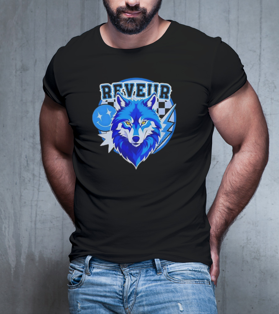 Reveur Blue Wolf Checkered Dreamers Emblem T-Shirt