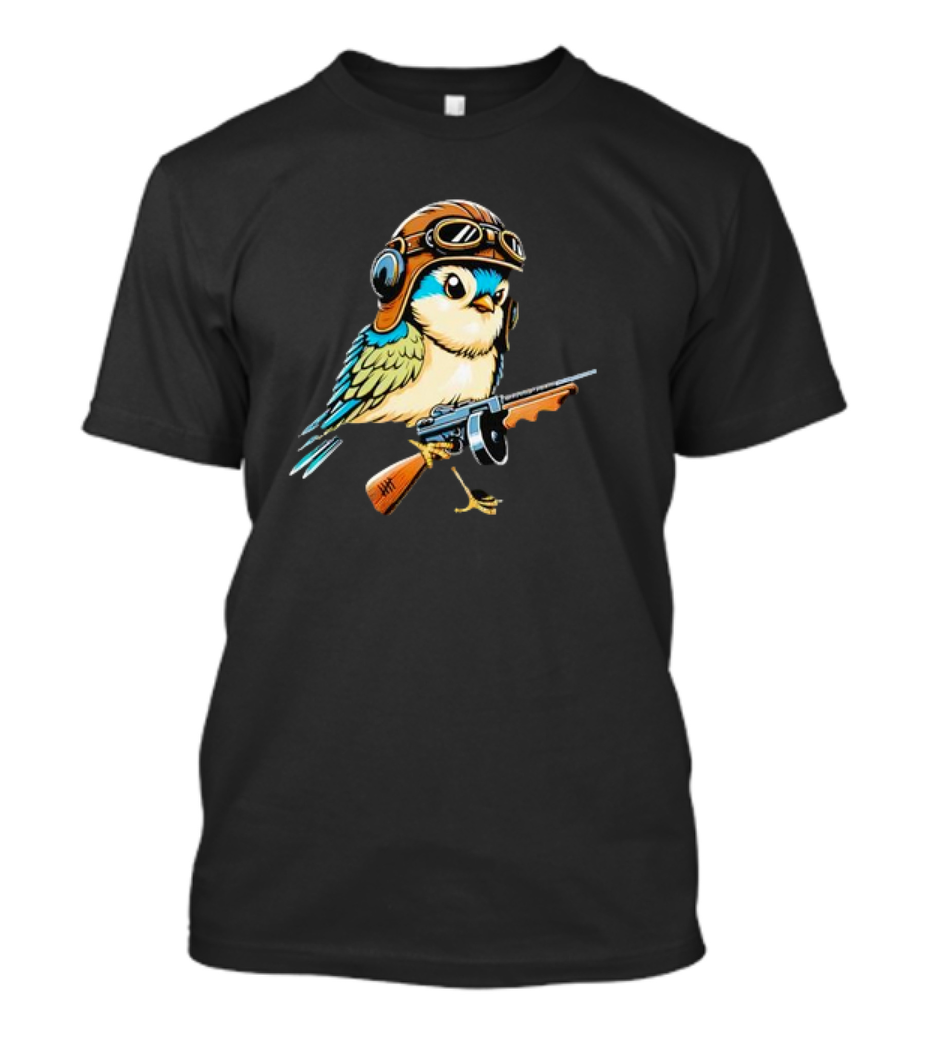 Warbird Meme Fun Bird Wearing Aviator Goggles With Rifle T-Shirt