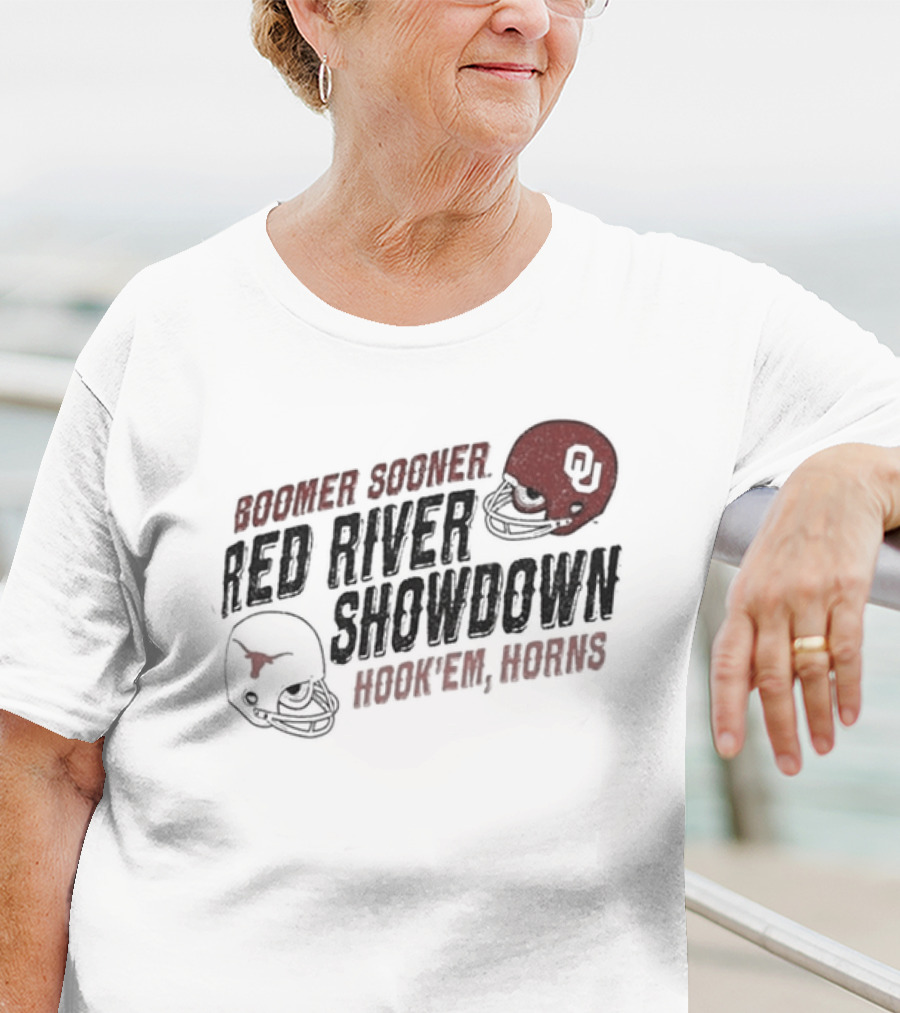 Boomer Sooner Hook 'Em Horns Red River Showdown OU Texas T-Shirt