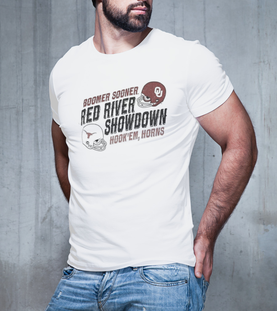 Boomer Sooner Hook 'Em Horns Red River Showdown OU Texas T-Shirt
