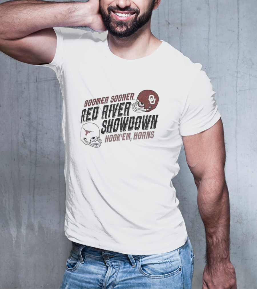 Boomer Sooner Hook 'Em Horns Red River Showdown OU Texas T-Shirt