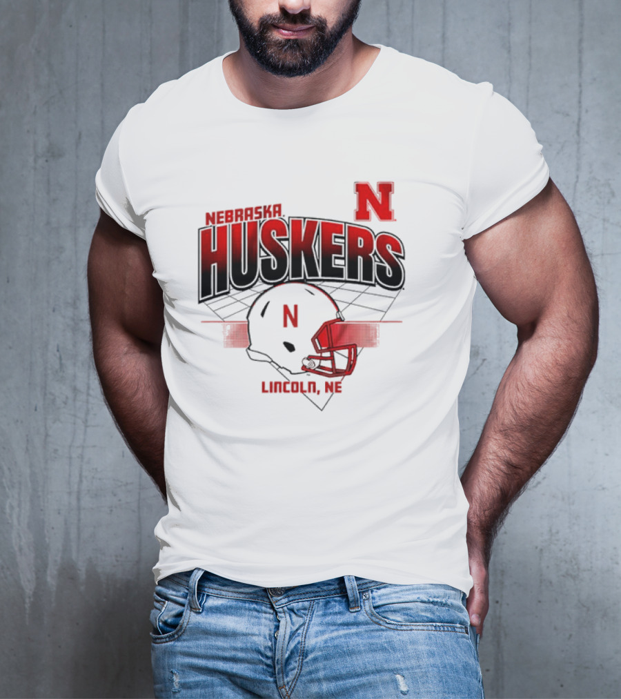 Nebraska Huskers Football Helmet Lincoln NE Grid Nebraska Licensed T-Shirt