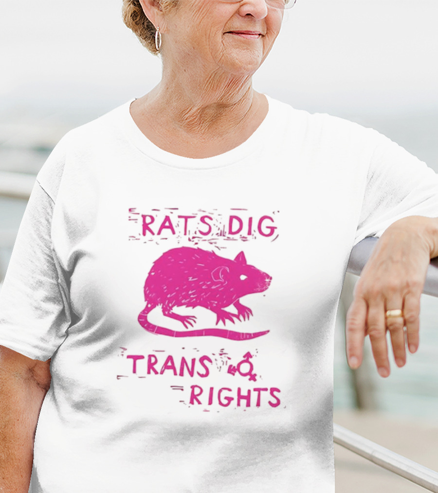 Rats Dig Trans Rights Retro Pink Rat T-Shirt
