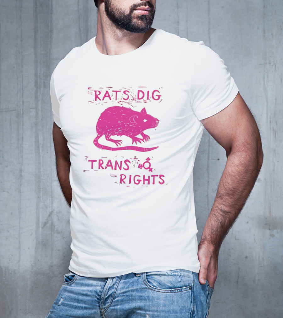 Rats Dig Trans Rights Retro Pink Rat T-Shirt