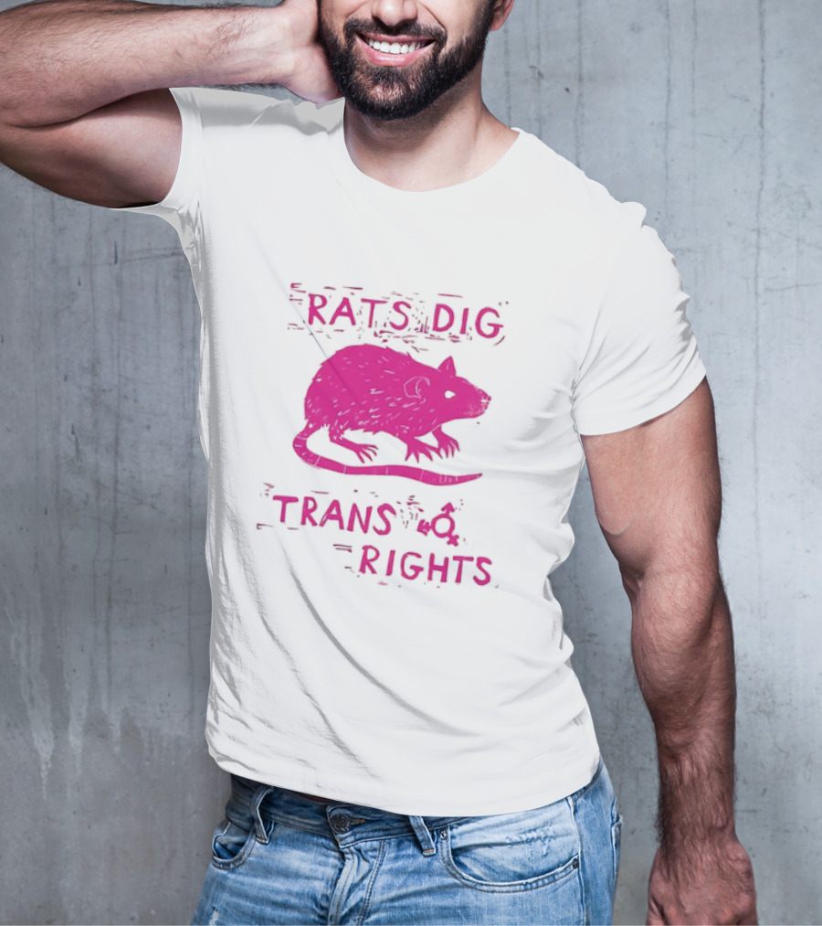 Rats Dig Trans Rights Retro Pink Rat T-Shirt
