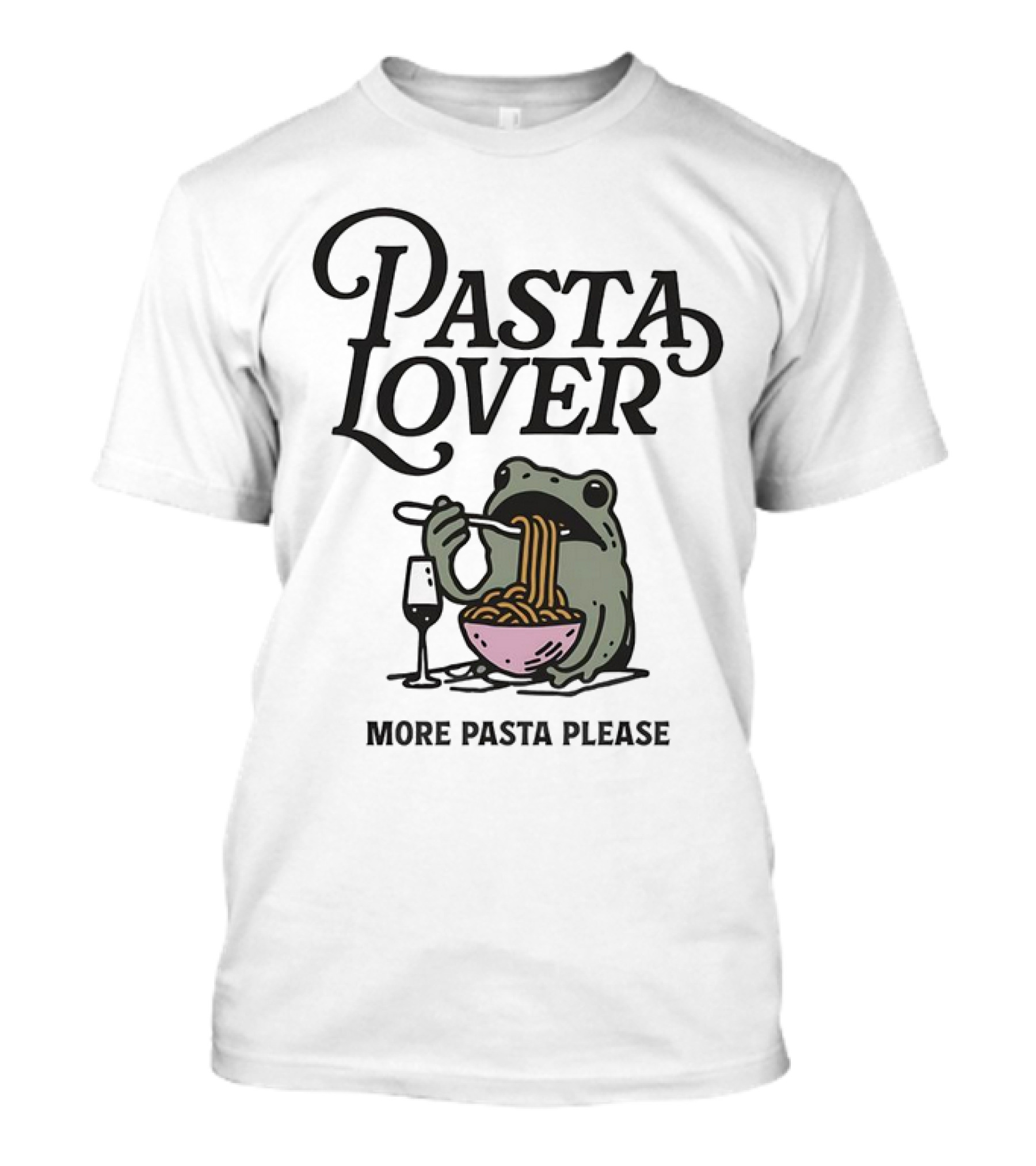 Pasta Lover Frog Enjoying More Pasta Please T-Shirt