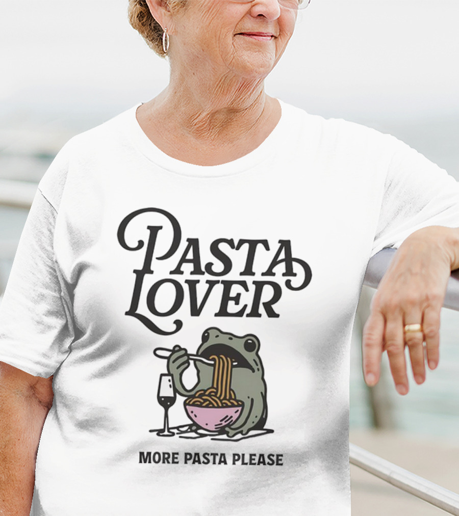 Pasta Lover Frog Enjoying More Pasta Please T-Shirt
