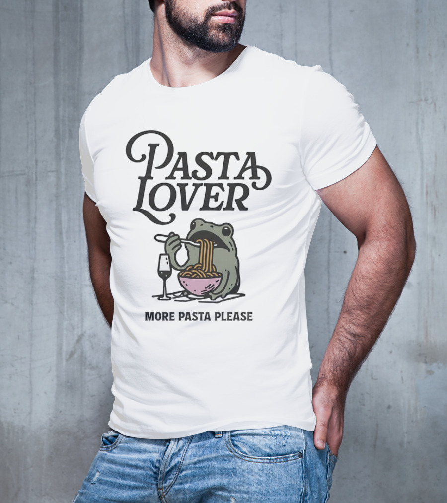 Pasta Lover Frog Enjoying More Pasta Please T-Shirt