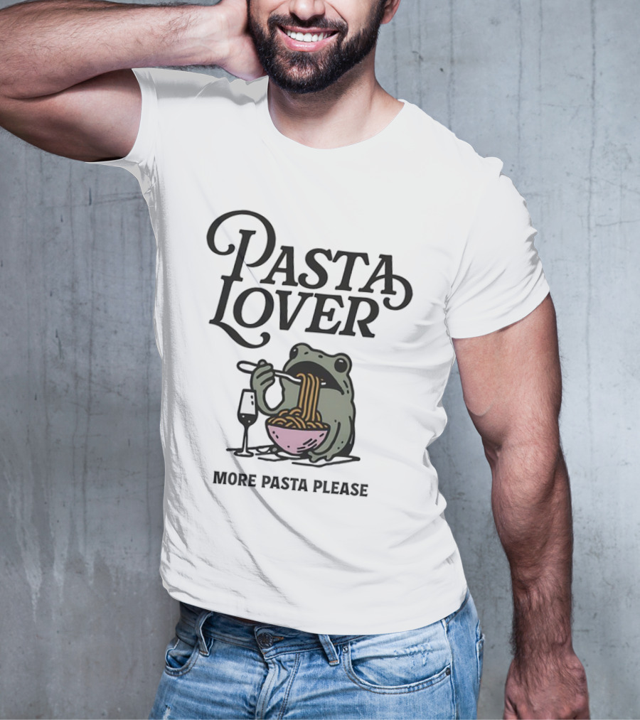 Pasta Lover Frog Enjoying More Pasta Please T-Shirt