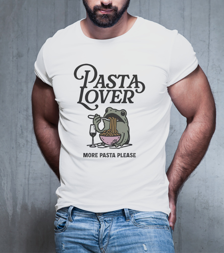 Pasta Lover Frog Enjoying More Pasta Please T-Shirt